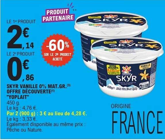 SKYR VANILLE 0% MAT.GR. OFFRE DÉCOUVERTE "YOPLAIT"