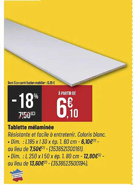 Tablette mélaminée
