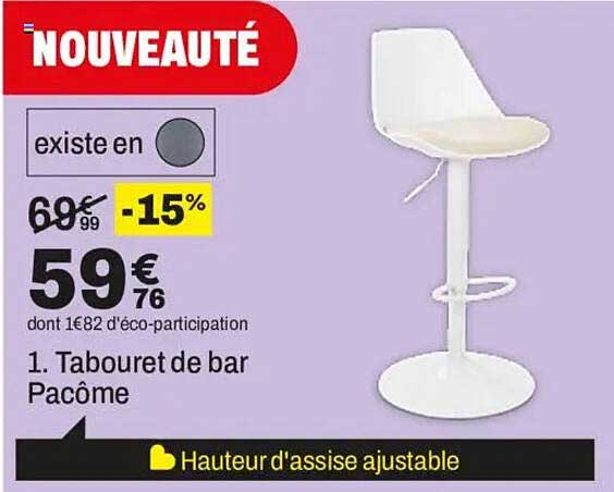 Tabouret de bar Pacôme