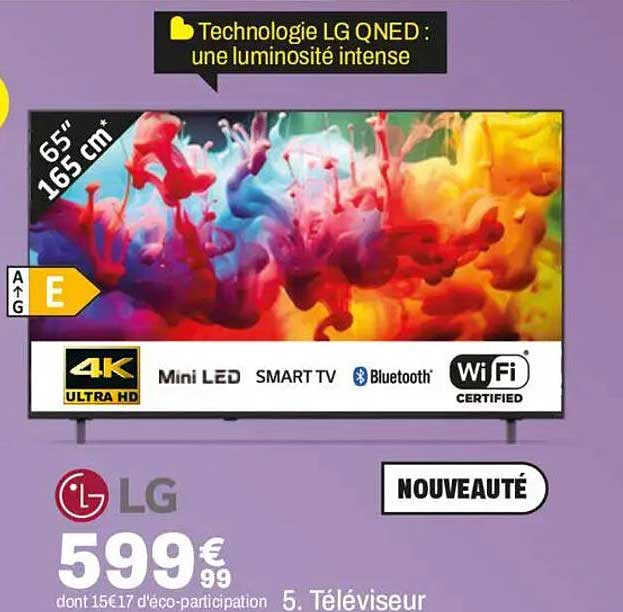Téléviseur LG 65" 165 cm 4K Ultra HD Mini LED Smart TV Bluetooth WiFi Certified