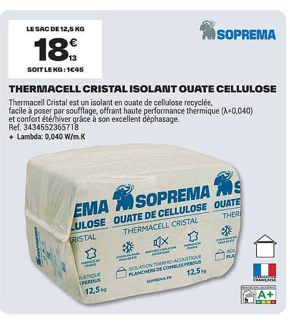 THERMACELL CRISTAL ISOLANT OUATE CELLULOSE