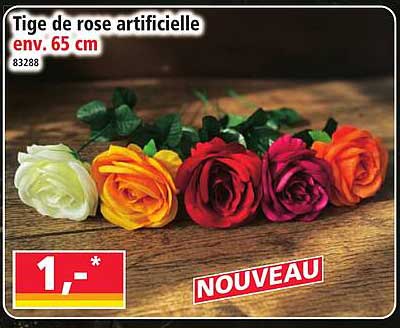 Tige de rose artificielle env. 65 cm