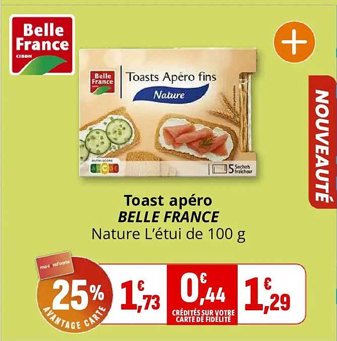 Toast apéro BELLE FRANCE Nature L'étui de 100 g