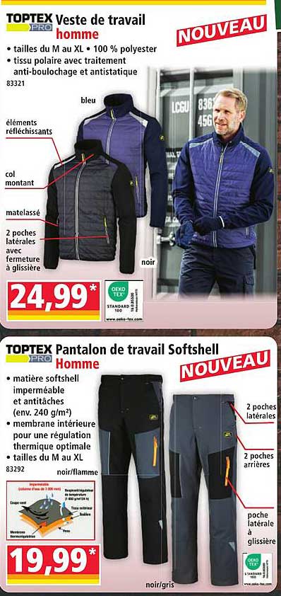 TOPTEX Veste de travail homme