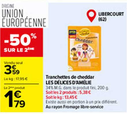 TRANCCHETTES de cheddar LES DÉLICES D'AMBLÉE
