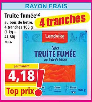 Truite fumée au bois de hêtre, 4 tranches 100 g