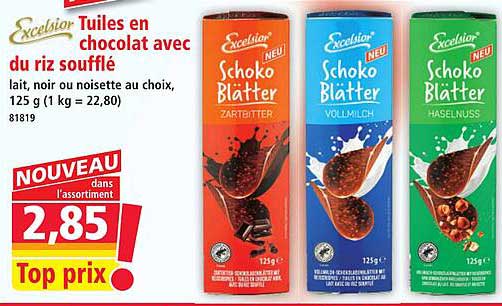 Tuiles en chocolat avec du riz soufflé