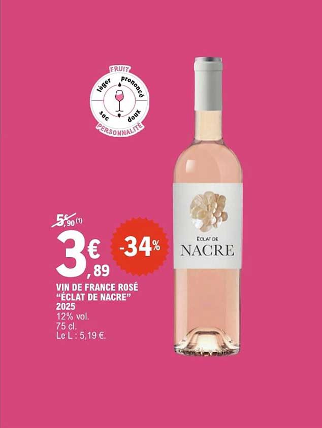 VIN DE FRANCE ROSÉ “ÉCLAT DE NACRE” 2025