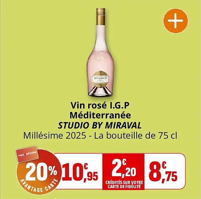 Vin rosé I.G.P Méditerranée STUDIO BY MIRAVAL Millésime 2025 - La bouteille de 75 cl
