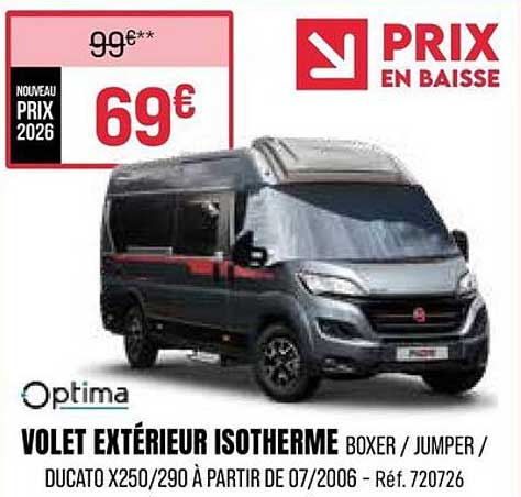 VOLET EXTÉRIEUR ISOTHERME BOXER / JUMPER / DUCATO X250/290 À PARTIR DE 07/2006 - Réf. 720726
