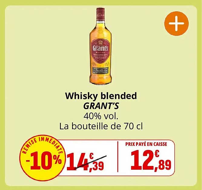 Whisky blended GRANT'S 40% vol. La bouteille de 70 cl