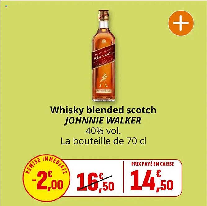 Whisky blended scotch JOHNIE WALKER 40% vol. La bouteille de 70 cl