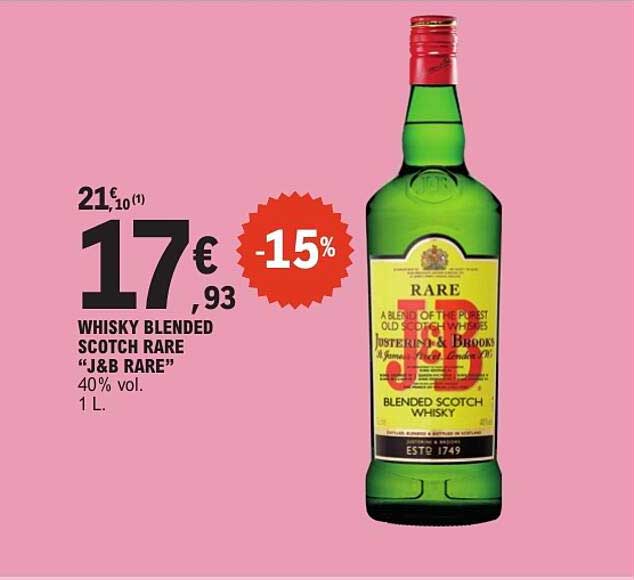 WHISKY BLENDED SCOTCH RARE “J&B RARE” 40% vol. 1 L.