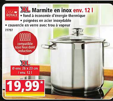 XL Marmite en inox env. 12 l