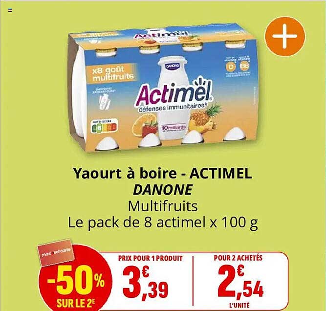Yaourt à boire - ACTIMEL DANONE Multifrुइts Le pack de 8 actimel x 100 g
