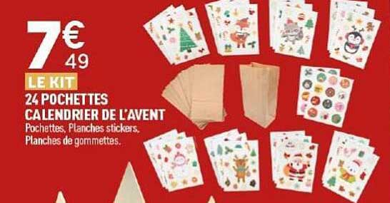 24 POCHETTES CALENDRIER DE L'AVENT