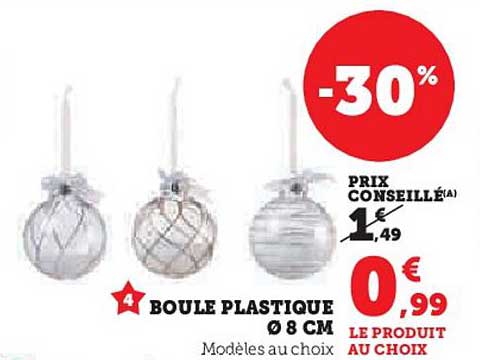 4 BOULE PLASTIQUE Ø 8 CM