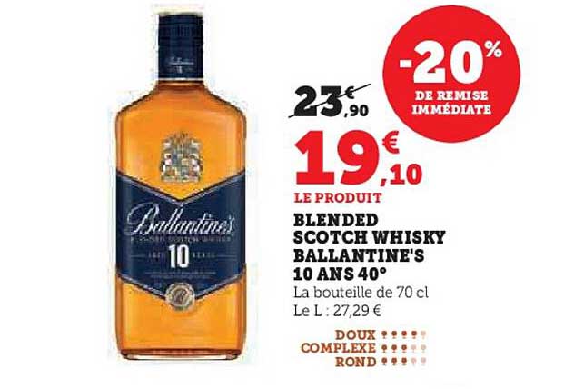 BLENDED SCOTCH WHISKY BALLANTINE'S 10 ANS 40°