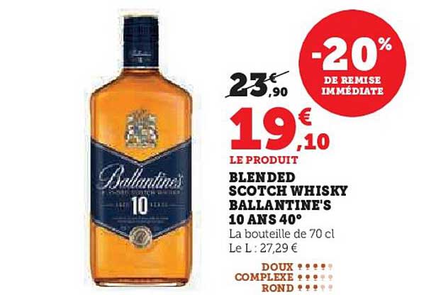 BLENDED SCOTCH WHISKY BALLANTINE'S 10 ANS 40°