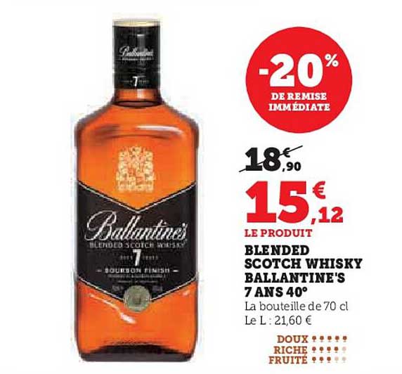 BLENDED SCOTCH WHISKY BALLANTINE'S 7 ANS 40°