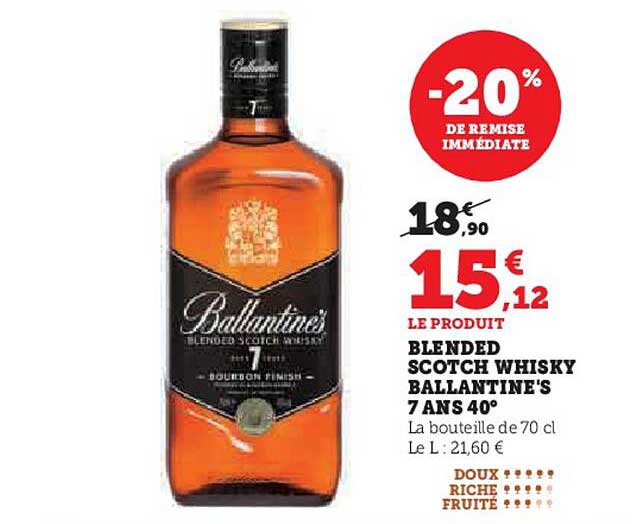 BLENDED SCOTCH WHISKY BALLANTINE'S 7 ANS 40°