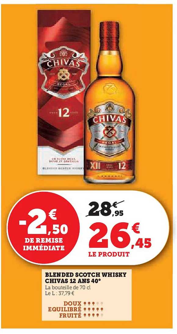 BLENDED SCOTCH WHISKY CHIVAS 12 ANS 40°