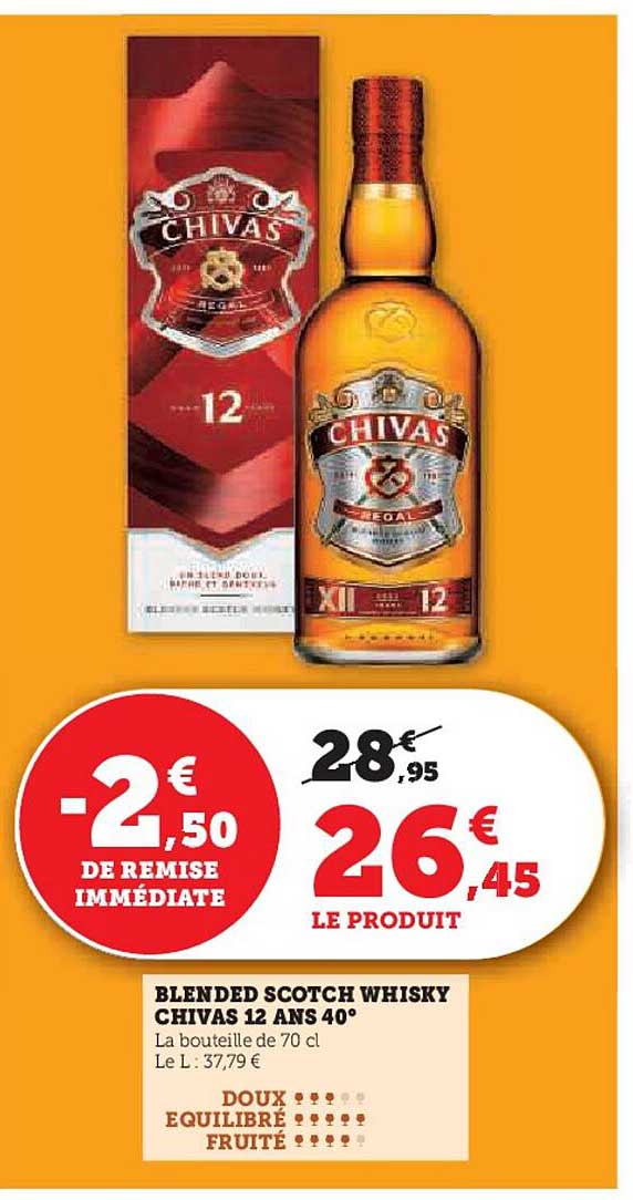 BLENDED SCOTCH WHISKY CHIVAS 12 ANS 40°