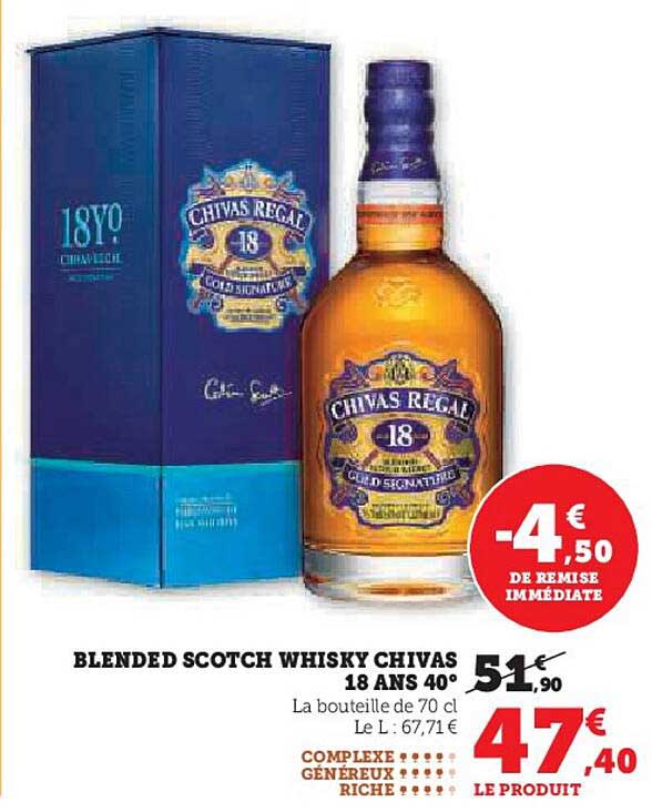 BLENDED SCOTCH WHISKY CHIVAS 18 ANS 40°