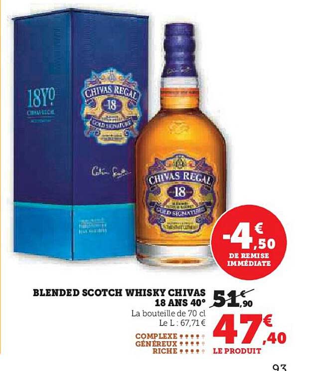 BLENDED SCOTCH WHISKY CHIVAS 18 ANS 40°