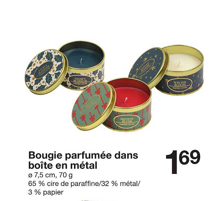 Bougie parfumée dans boîte en métal