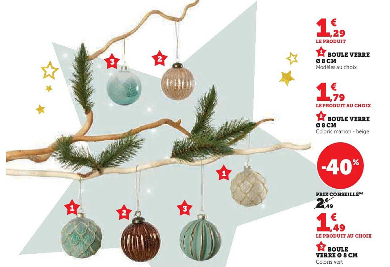 BOULE VERRE Ø 8 CM Modèles au choix