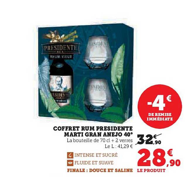 COFFRET RUM PRESIDENTE MARTI GRAN ANEJO 40°