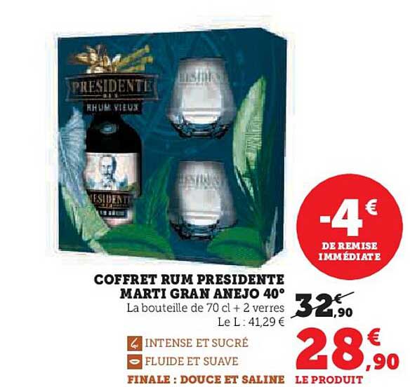 COFFRET RUM PRESIDENTE MARTI GRAN ANEJO 40°