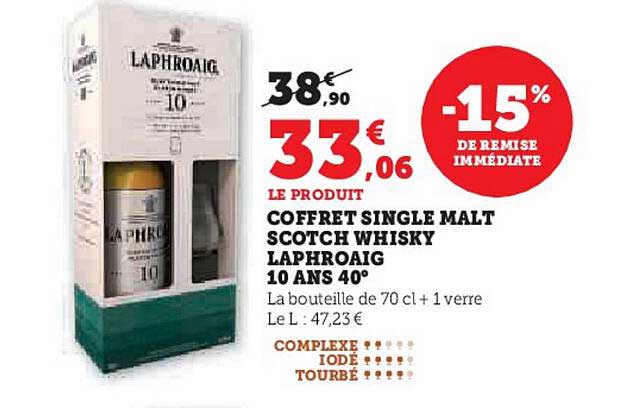 COFFRET SINGLE MALT SCOTCH WHISKY LAPHROAIG 10 ANS 40°