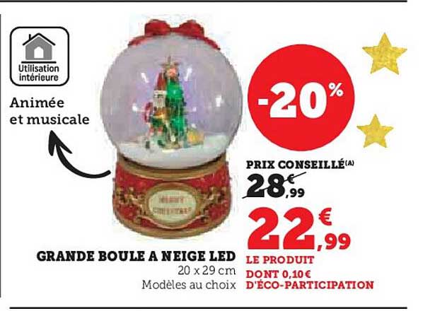 GRANDE BOULE A NEIGE LED 20 x 29 cm