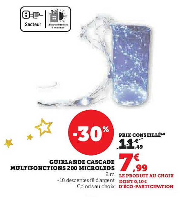 GUIRLANDE CASCADE MULTIFONCTIONS 200 MICROLEDS