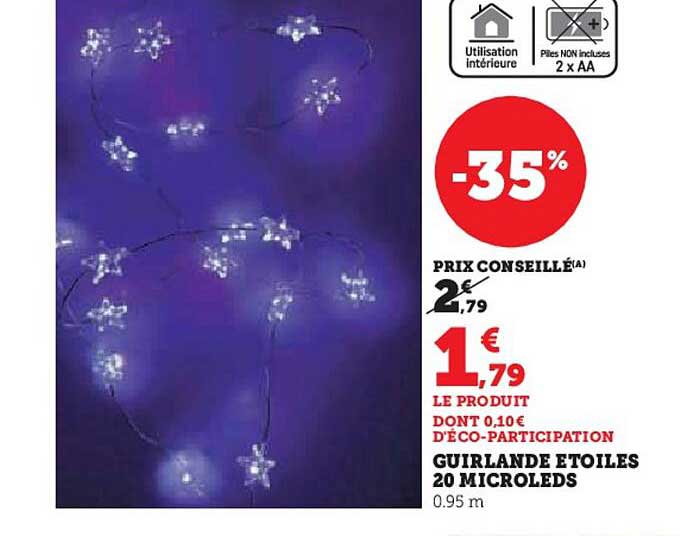 GUIRLANDE ETOILES 20 MICROLEDS