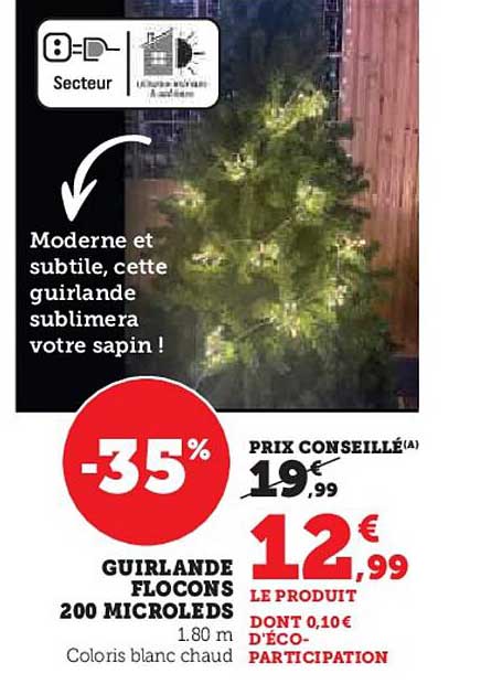 GUIRLANDE FLOCONS 200 MICROLEDS