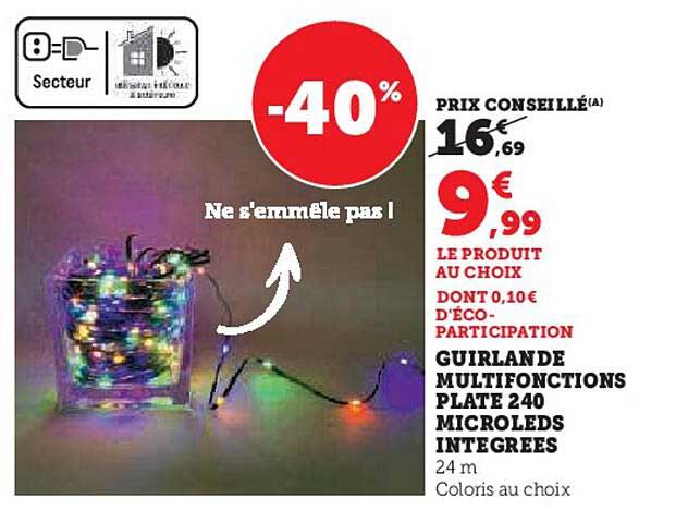 GUIRLANDE MULTIFONCTIONS PLATE 240 MICROLEDS INTEGREES