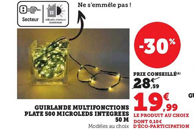 GUIRLANDE MULTIFONCTIONS PLATE 500 MICROLEDS INTEGREES 50 M