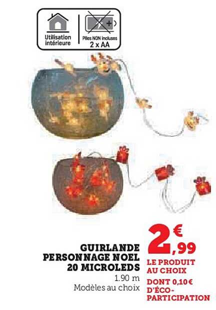 GUIRLANDE PERSONNAGE NOEL 20 MICROLEDS