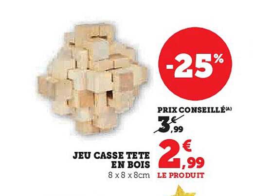 JEU CASSE TÊTE EN BOIS