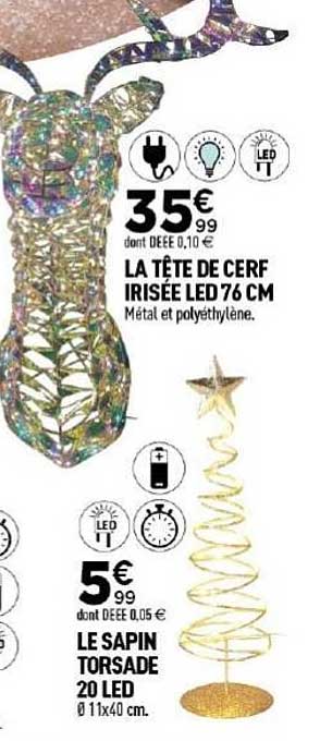 LA TÊTE DE CERF IRISÉE LED 76 CM