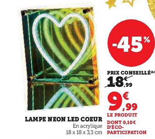 LAMPE NEON LED COEUR