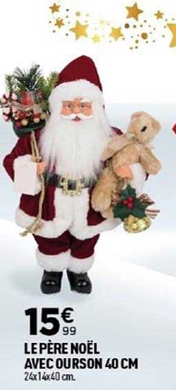 LE PÈRE NOËL AVEC OURSON 40 CM