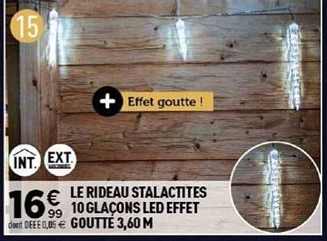 LE RIDEAU STALACTITES 10 GLACONS LED EFFET GOUTTE 3,60 M
