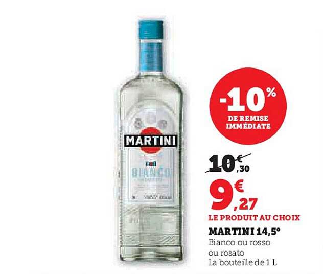 MARTINI 14,5° - Bianco ou rosso ou rosato, La bouteille de 1 L