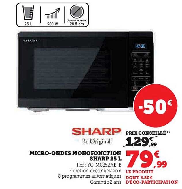 MICRO-ONDES MONOFONCTION SHARP 25 L