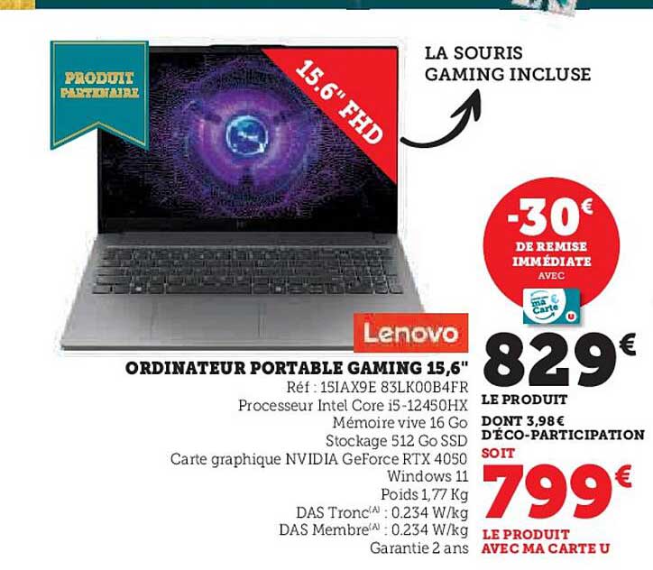 ORDINATEUR PORTABLE GAMING 15,6"