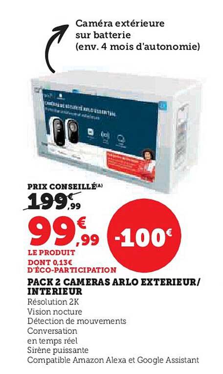 PACK 2 CAMÉRAS ARLO EXTÉRIEUR/INTÉRIEUR